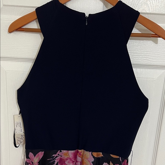 ELIZA J Navy Blue Jersey Criss-Cross Gown Size 8 - Picture 8 of 17